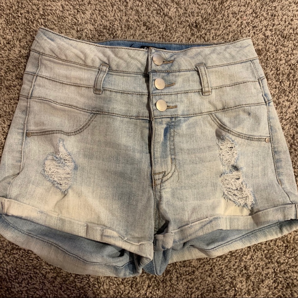Refuge light wash high waisted shorts